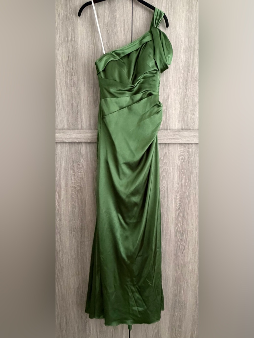Beloise One-Shoulder Deep Olive Evening Dress